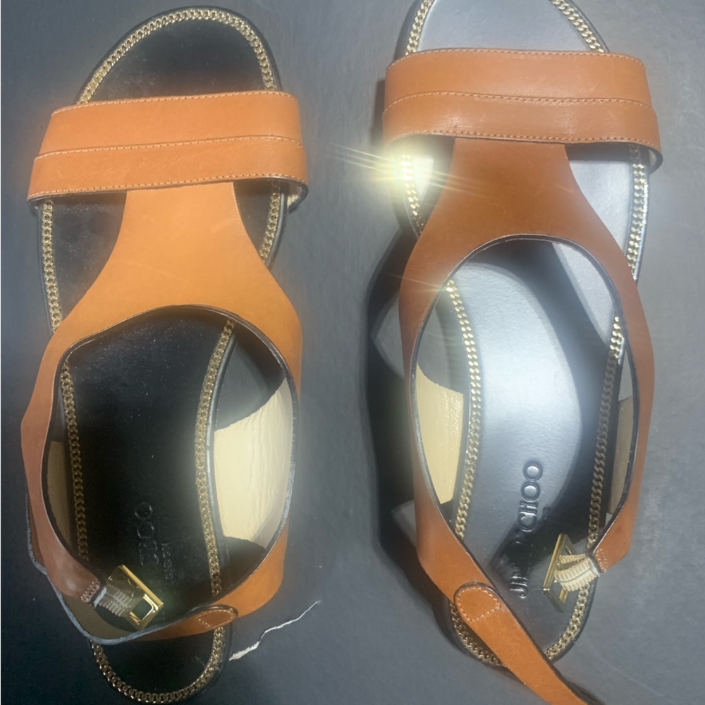 Jimmy Choo Leather sandals with chain detail